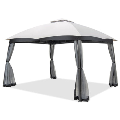 10 x 12 Feet Patio Double-Vent Canopy with Privacy Netting and 4 Sandbags - Relaxacare