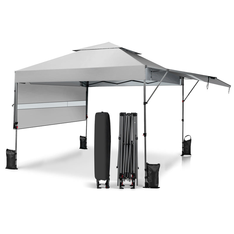 10 x 17.6 Feet Outdoor Instant Pop-up Canopy Tent with Dual Half Awnings-White - Relaxacare