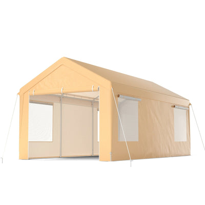 10 x 20 Feet Heavy-Duty Steel Portable Carport Car Canopy Shelter-Yellow - Relaxacare