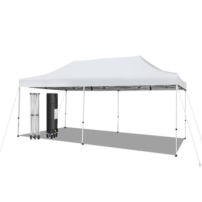 10 x 20 Feet Outdoor Pop-Up Patio Folding Canopy Tent-White - Relaxacare