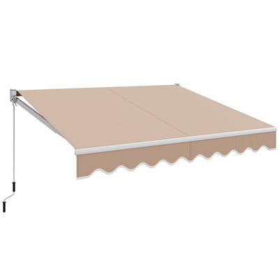 10 x 8.2 Feet Retractable Awning with Easy Opening Manual Crank Handle-Beige - Relaxacare