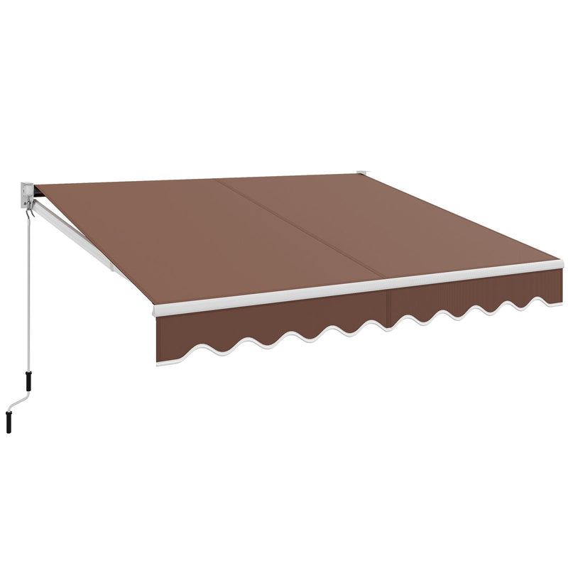 10 x 8.2 Feet Retractable Awning with Easy Opening Manual Crank Handle-Brown - Relaxacare