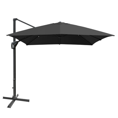 10 x13 Feet Rectangular Cantilever Umbrella with 360° Rotation Function-Gray - Relaxacare