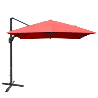 10 x13 Feet Rectangular Cantilever Umbrella with 360° Rotation Function-Orange - Relaxacare