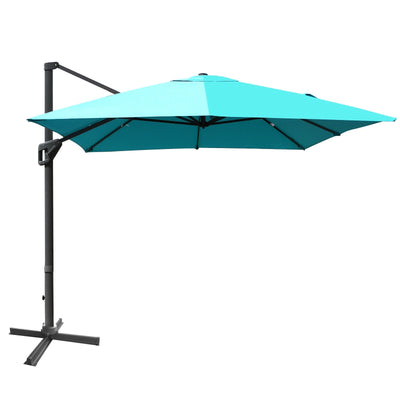 10 x13 Feet Rectangular Cantilever Umbrella with 360° Rotation Function-Turquoise - Relaxacare