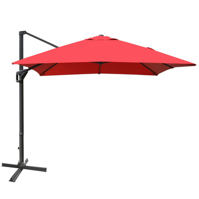 10 x13 Feet Rectangular Cantilever Umbrella with 360° Rotation Function-Wine - Relaxacare