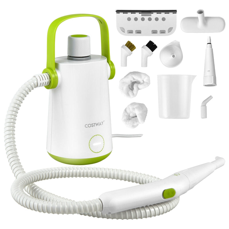 1000W Multifunction Portable Hand-held Steam Cleaner with 10 Accessories-Green - Relaxacare