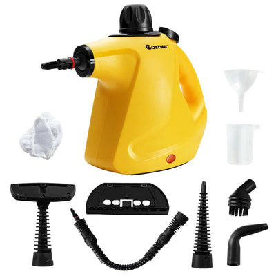 1050W Multi-purpose Handheld Pressurized Steam Cleaner-Yellow - Relaxacare
