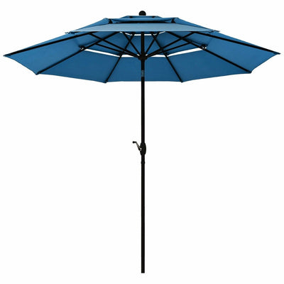 10ft 3 Tier Outdoor Patio Umbrella with Double Vented-Blue - Relaxacare