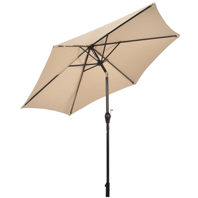 10FT Patio Umbrella 6 Ribs Market Steel Tilt W/ Crank Outdoor Garden without Weight Base-beige - Relaxacare