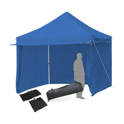 10x10ft Pop up Gazebo with 4 Height and Adjust Folding Awning -300' Blue - Relaxacare