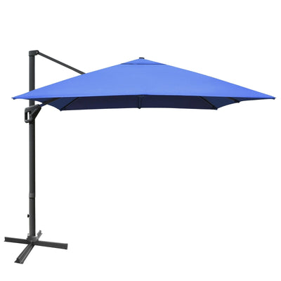 10x13ft Rectangular Cantilever Umbrella with 360° Rotation Function-Navy - Relaxacare