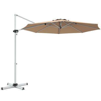 11 Feet Patio Offset Cantilever Umbrella 360° Rotation Aluminum Tilt-Beige - Relaxacare