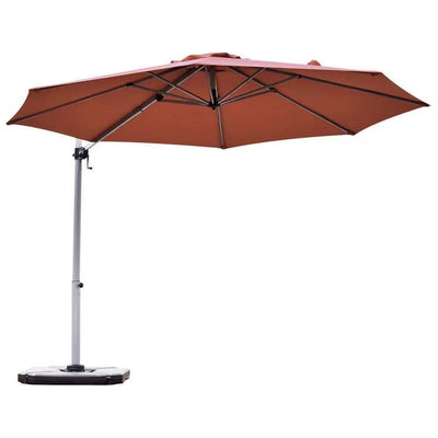 11 Feet Patio Offset Cantilever Umbrella 360° Rotation Aluminum Tilt-Brick Red - Relaxacare