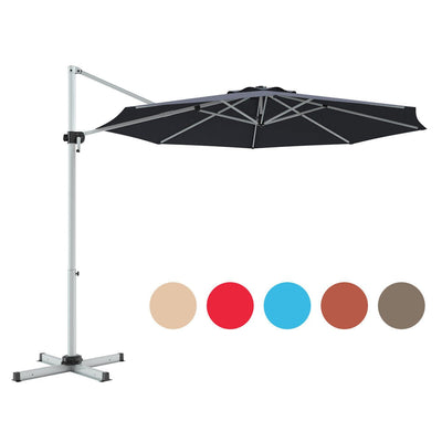 11 Feet Patio Offset Cantilever Umbrella 360° Rotation Aluminum Tilt-Gray - Relaxacare