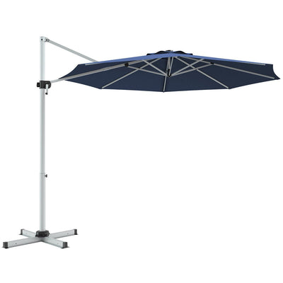 11 Feet Patio Offset Cantilever Umbrella 360° Rotation Aluminum Tilt-Navy - Relaxacare
