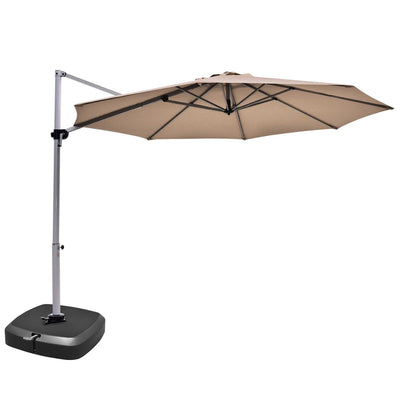 11 Feet Patio Offset Cantilever Umbrella 360° Rotation Aluminum Tilt-Tan - Relaxacare
