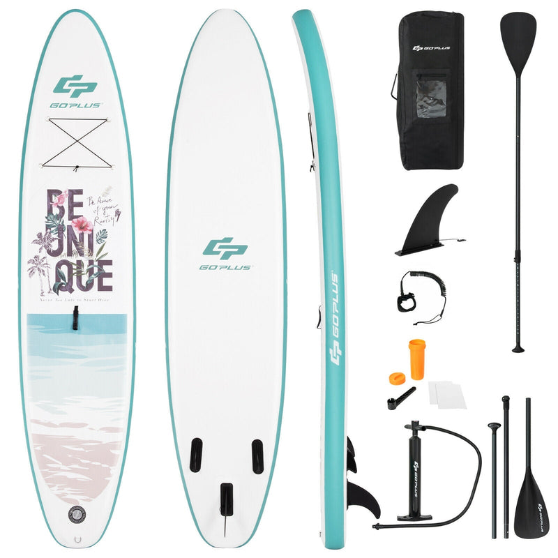 11 ft Inflatable Stand Up Paddle Board Surfboard with Aluminum Paddle Pump-L - Relaxacare
