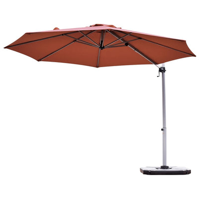 11' Patio Offset Cantilever Umbrella 360° Rotation Aluminum Tilt-Brick Red - Relaxacare