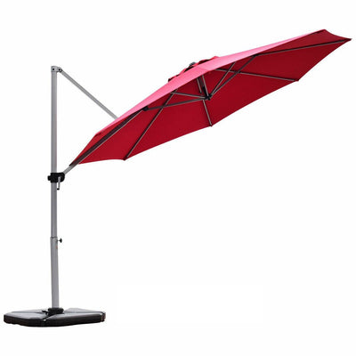 11' Patio Offset Cantilever Umbrella 360° Rotation Aluminum Tilt-Red - Relaxacare