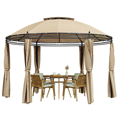 11.5 Feet Outdoor Patio Round Dome Gazebo Canopy Shelter with Double Roof Steel - Relaxacare