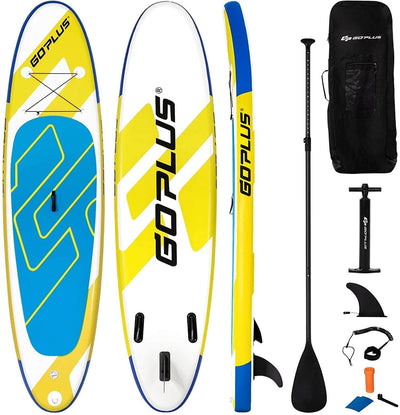 11ft Inflatable Stand Up Paddle Board with Aluminum Paddle-Yellow - Relaxacare
