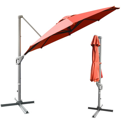 11ft Patio Offset Umbrella with 360° Rotation and Tilt System-Orange - Relaxacare