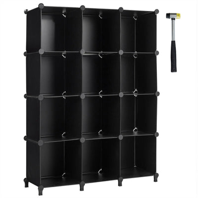 12 Plastic Cube Storage Organizer-Black - Relaxacare