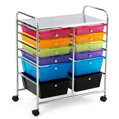 12 Storage Drawer Organizer Bins Rolling Cart-Multicolor - Relaxacare