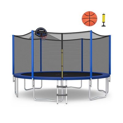 12/14/15/16 Feet Outdoor Recreational Trampoline with Enclosure Net-12 ft - Relaxacare