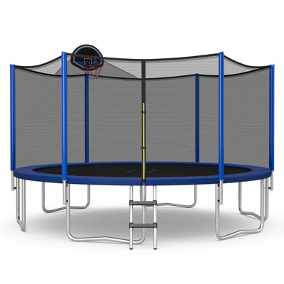 12/14/15/16 Feet Outdoor Recreational Trampoline with Enclosure Net-15 ft - Relaxacare