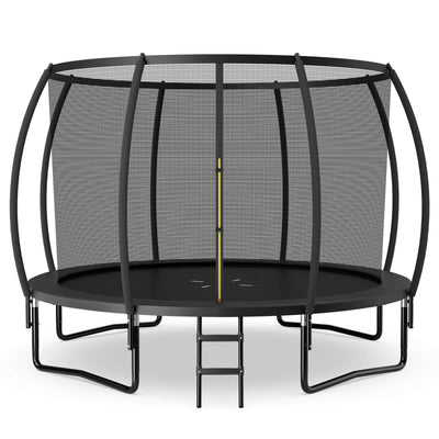 12FT ASTM Approved Recreational Trampoline with Ladder-Black - Relaxacare