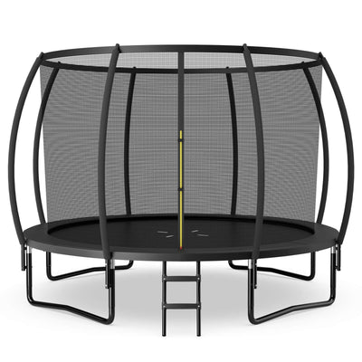 12FT ASTM Approved Recreational Trampoline with Ladder-Black - Relaxacare