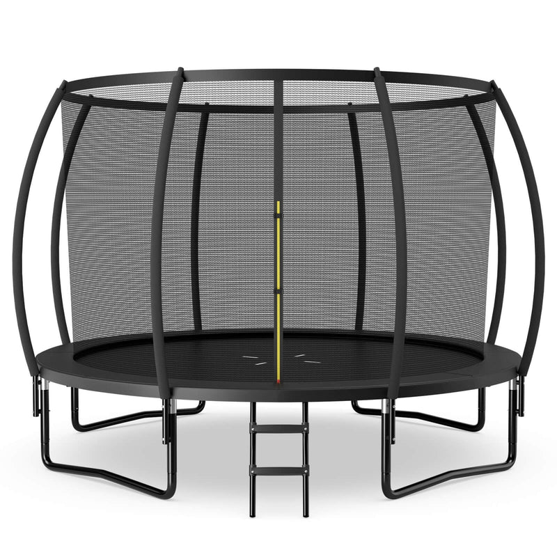 12FT ASTM Approved Recreational Trampoline with Ladder-Black - Relaxacare