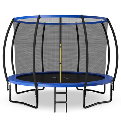 12FT ASTM Approved Recreational Trampoline with Ladder-Blue - Relaxacare