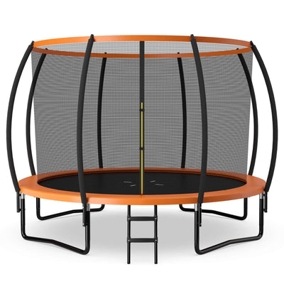 12FT ASTM Approved Recreational Trampoline with Ladder-Orange - Relaxacare