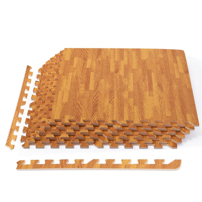 12PC Wood Grain Interlocking Floor Mats -Natural - Relaxacare