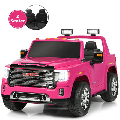 12V 2-Seater Licensed GMC Kids Ride On Truck RC Electric Car with Storage Box-Pink - Relaxacare