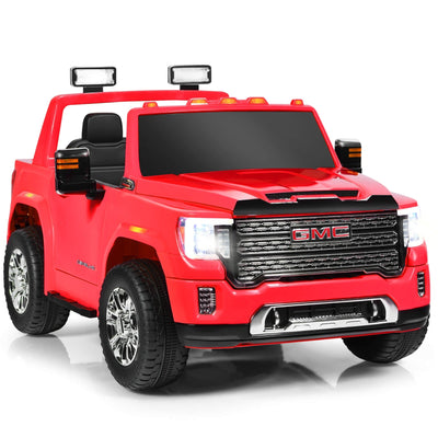 12V 2-Seater Licensed GMC Kids Ride On Truck RC Electric Car with Storage Box-Red - Relaxacare