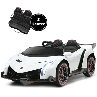 12V 2-Seater Licensed Lamborghini Kids Ride On Car with RC and Swing Function-White - Relaxacare
