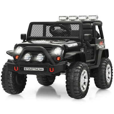 12V Kids Remote Control Electric Ride On Truck Car with Lights and Music-Black - Relaxacare