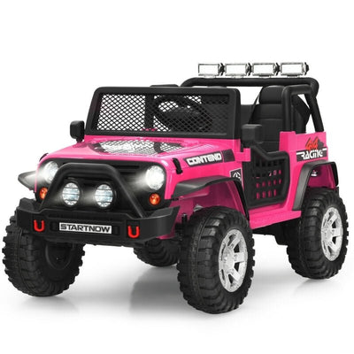 12V Kids Remote Control Electric Ride On Truck Car with Lights and Music-Pink - Relaxacare