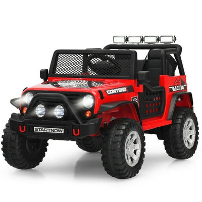 12V Kids Remote Control Electric Ride On Truck Car with Lights and Music-Red - Relaxacare