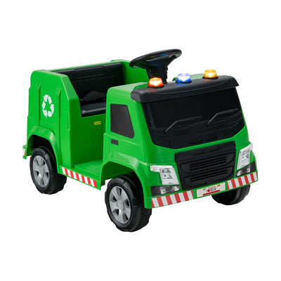 12V Kids Ride-on Garbage Truck with Warning Lights and 6 Recycling Accessories - Relaxacare
