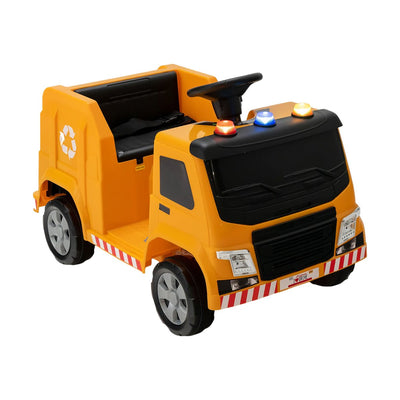 12V Kids Ride-on Garbage Truck with Warning Lights and 6 Recycling Accessories-Yellow - Relaxacare