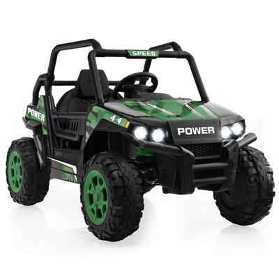 12V Kids UTV Ride on Car with 2.4G Remote Control Music and LED Lights-Green - Relaxacare