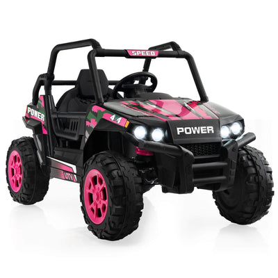 12V Kids UTV Ride on Car with 2.4G Remote Control Music and LED Lights-Pink - Relaxacare