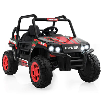 12V Kids UTV Ride on Car with 2.4G Remote Control Music and LED Lights-Red - Relaxacare