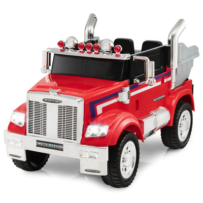 12V Licensed Freightliner Kids Ride On Truck Car with Dump Box and Lights - Relaxacare