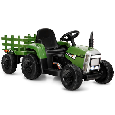12V Ride on Tractor with 3-Gear-Shift Ground Loader for Kids 3+ Years Old-Dark Green - Relaxacare